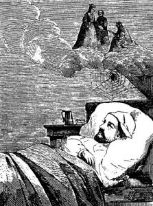 Иллюстрация к сказке Г. Х. Андерсена "Ночной колпак старого холостяка" из книги "Собрание сказок Андерсена" 1909 года издания