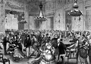 Игорный зал в Висбадене гравюра 1860х