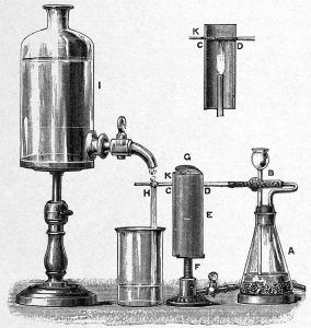 Яды. Аппарат для выявления мышьяка. Иллюстрация из учебника судебной медицины. 1895 год. Опубликовано на сайте журнала «Вокруг света»
